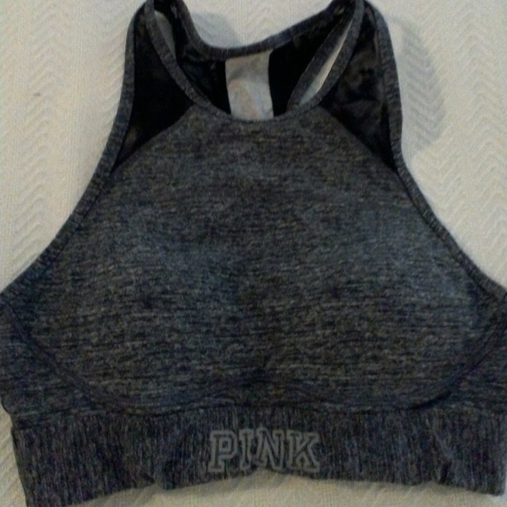 Pink sports bra.
